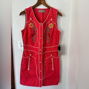 Double D Ranch Red Floral Embroidered Mini Dress